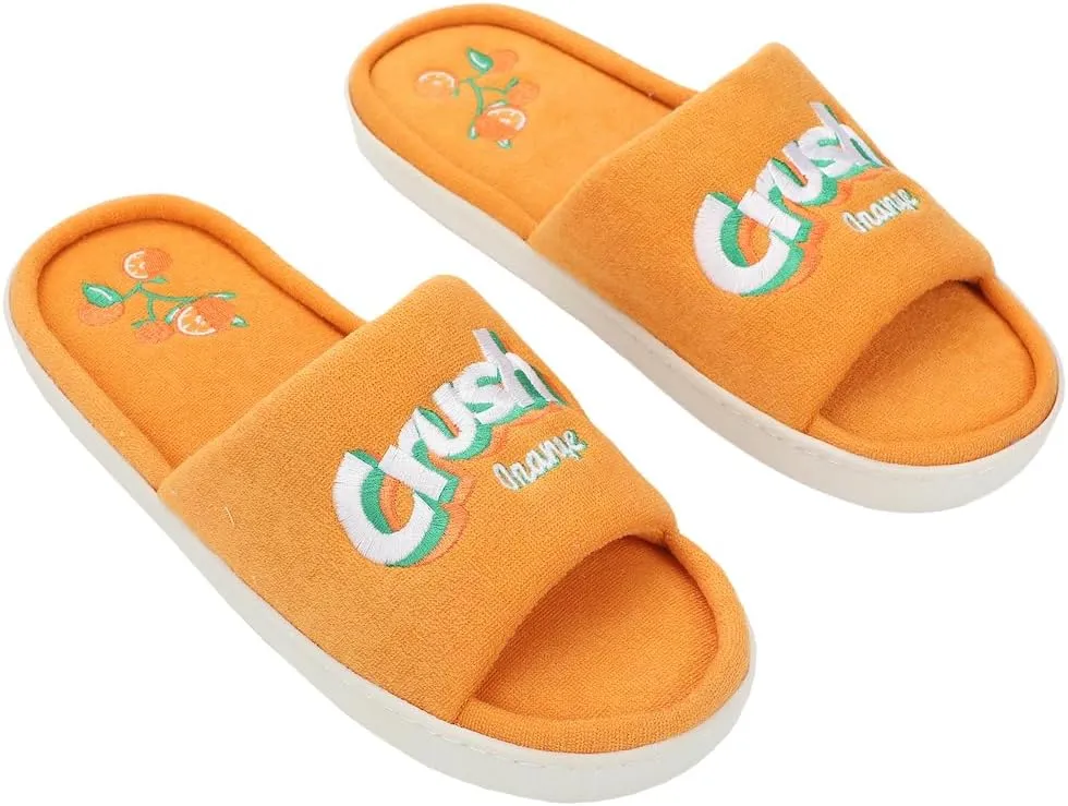 Orange Crush Orange Plant Adult Brown Open-Toed Slide Slippers