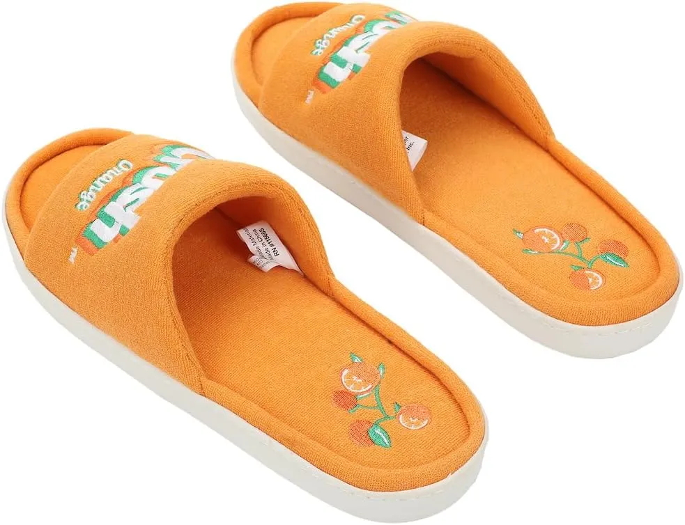 Orange Crush Orange Plant Adult Brown Open-Toed Slide Slippers