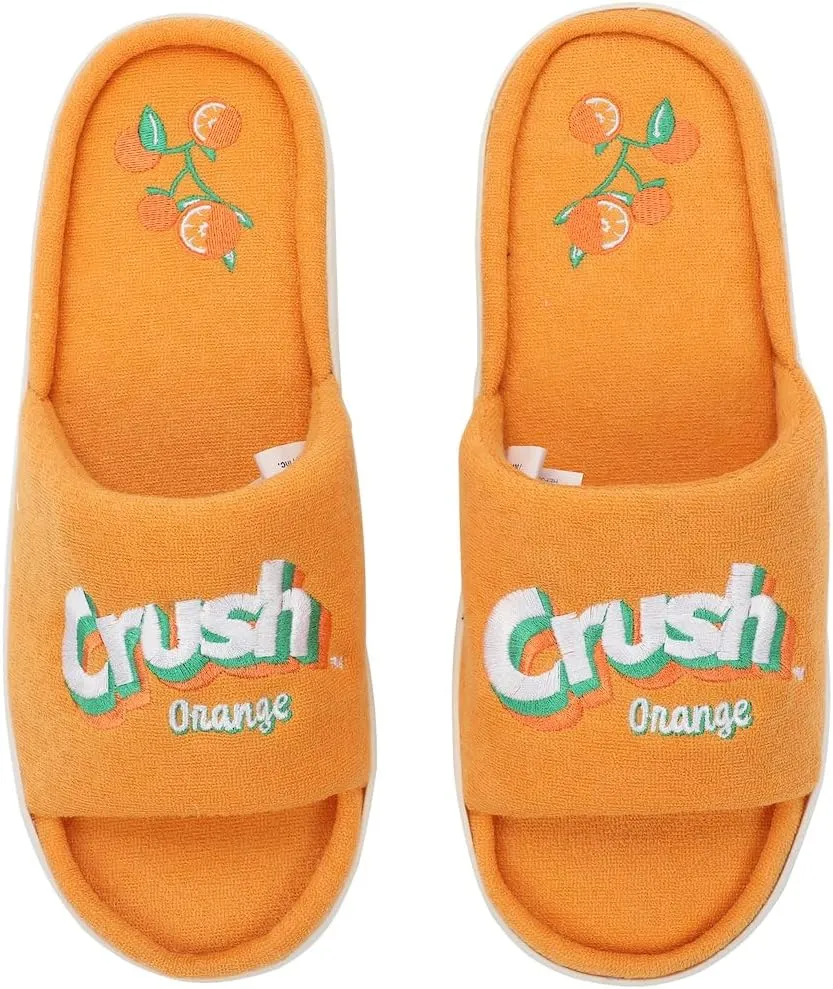 Orange Crush Orange Plant Adult Brown Open-Toed Slide Slippers