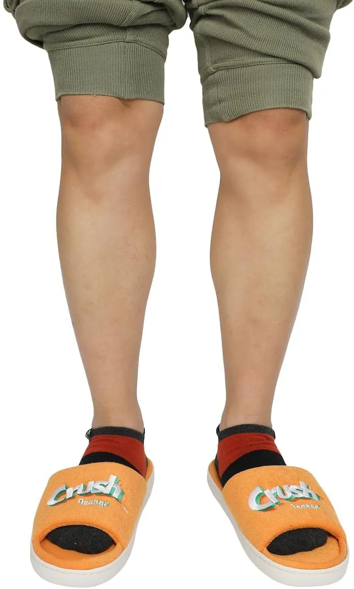 Orange Crush Orange Plant Adult Brown Open-Toed Slide Slippers