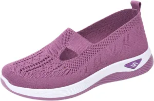 Ortho Stretch Cushion Sneakers for Women Woven Orthopedic Breathable Soft Shoes Slip On Arch Support Walking Shoes Mesh Slip On Sneakers Unisex Non-Slip Healthy Pro Barefoot Shoe