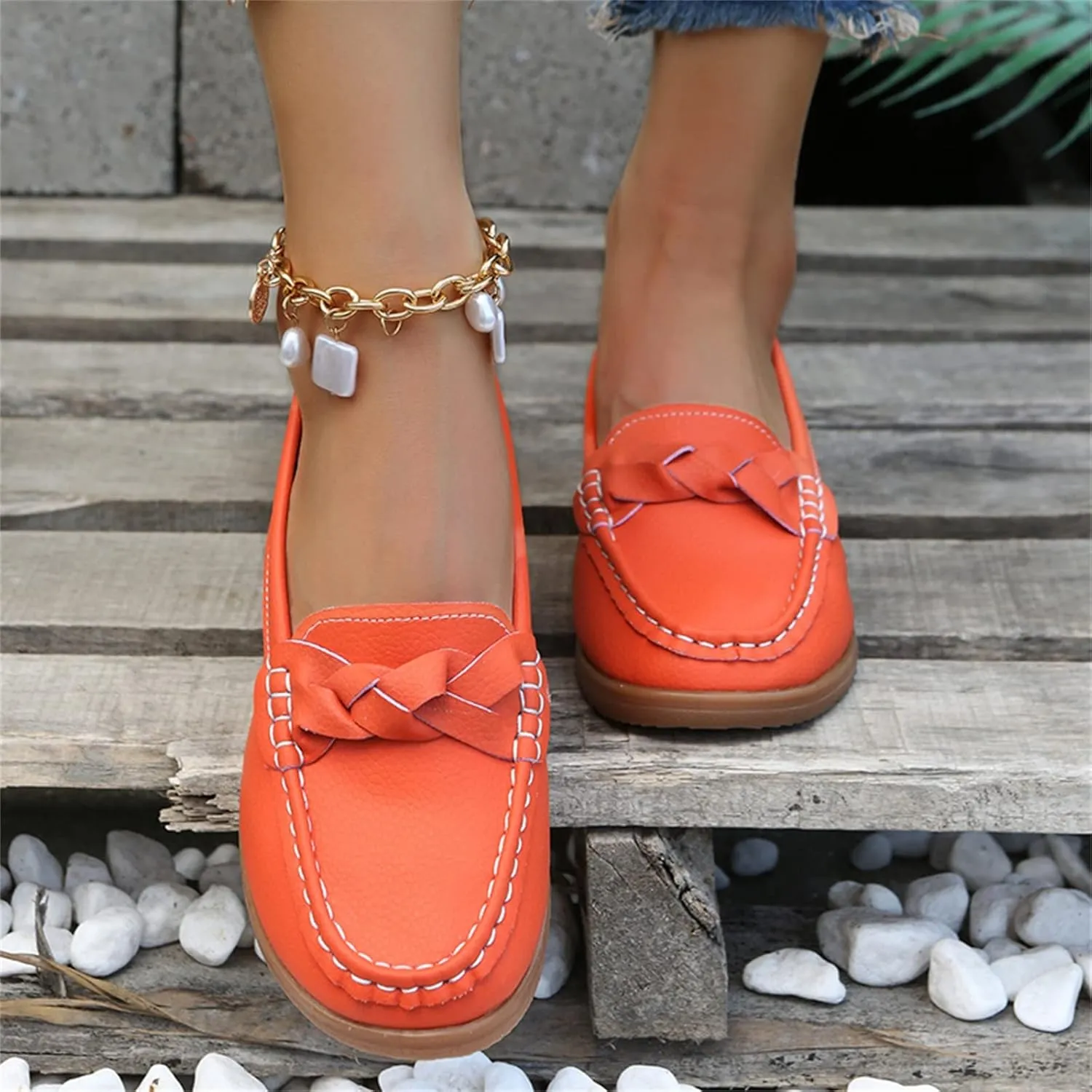 Orthopedic Loafers in Breathable Leather, Wide Size Casual Leather Orthopedic Sandals, Orthopedic Shoes for Women