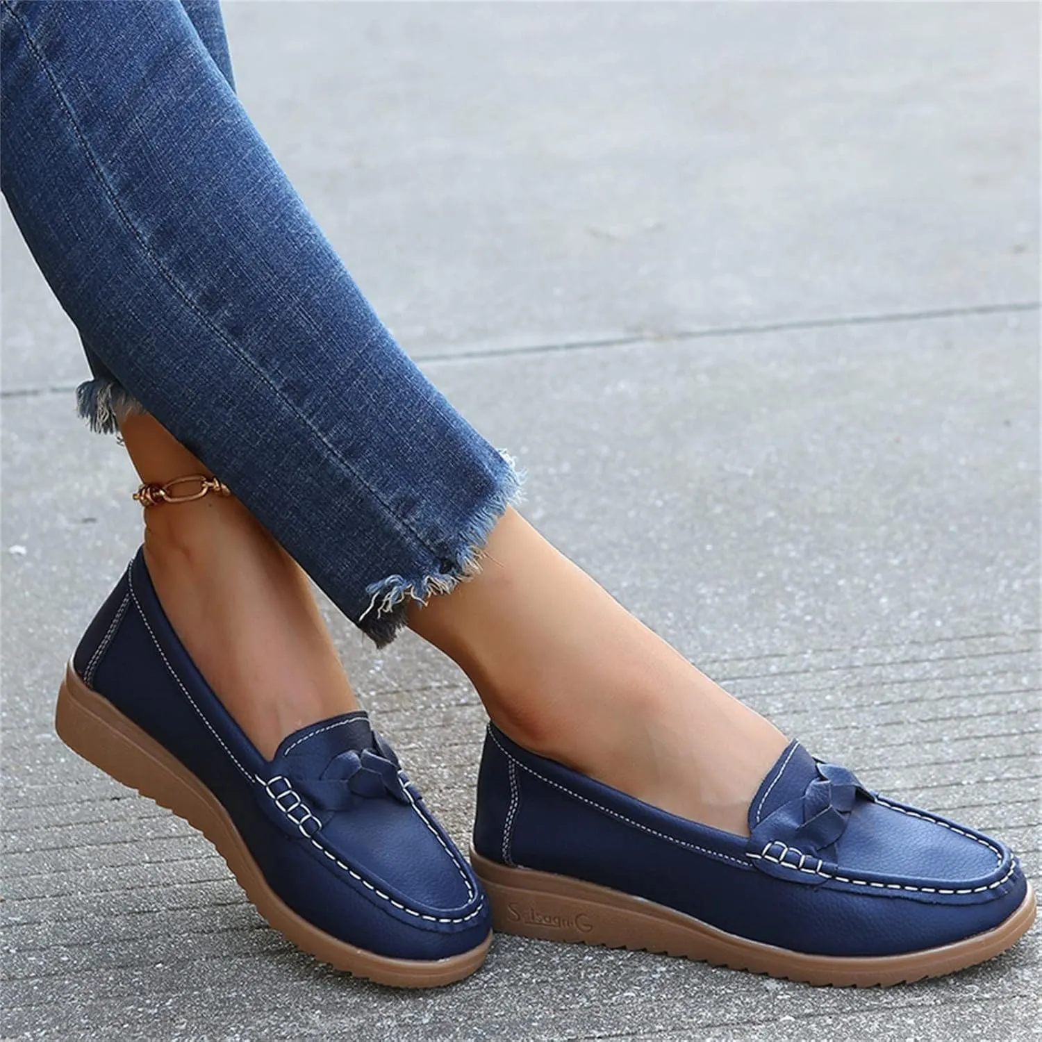Orthopedic Loafers in Breathable Leather, Wide Size Casual Leather Orthopedic Sandals, Orthopedic Shoes for Women