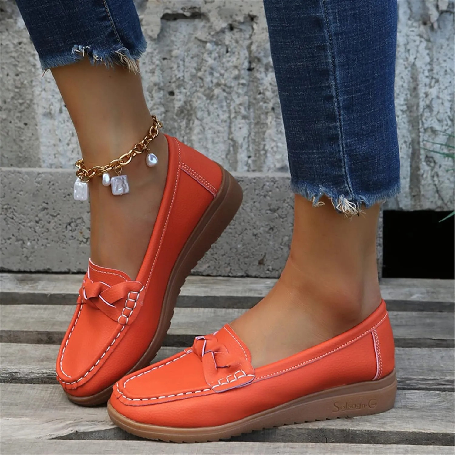 Orthopedic Loafers in Breathable Leather, Wide Size Casual Leather Orthopedic Sandals, Orthopedic Shoes for Women