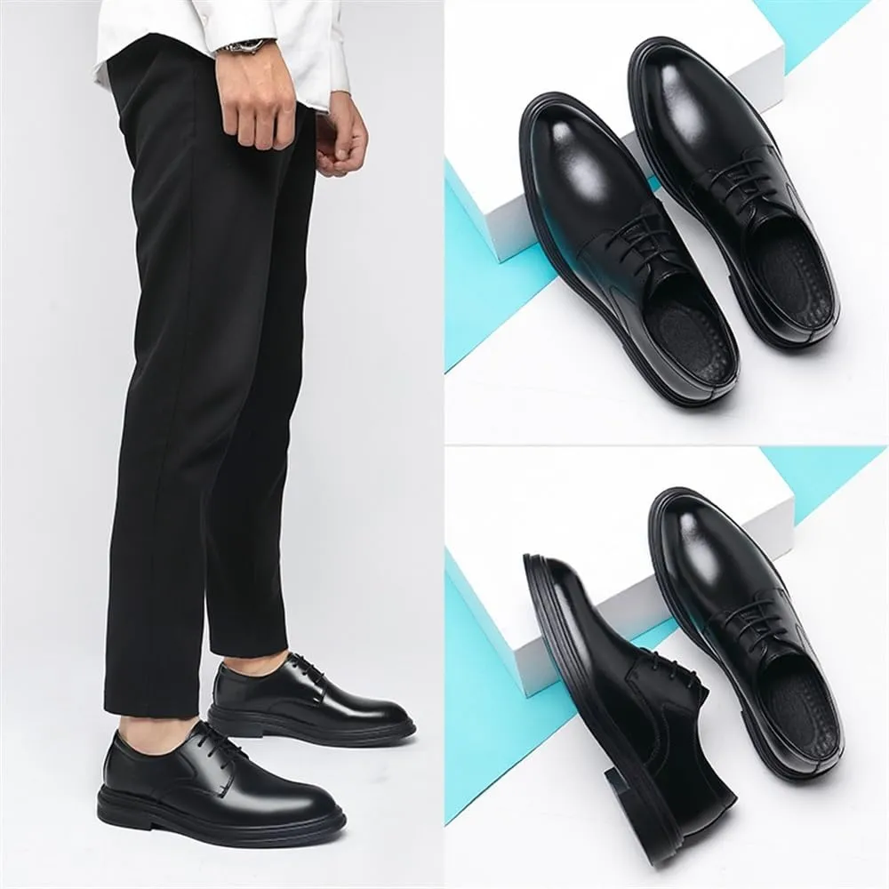 Oxford Dress Shoes for Men Korean Version of Breathable Lace-up Leather Shoes Men's British Pointy Business Dress Trend Wedding Shoes Classic Lace-up Formal Tuxedo Shoes