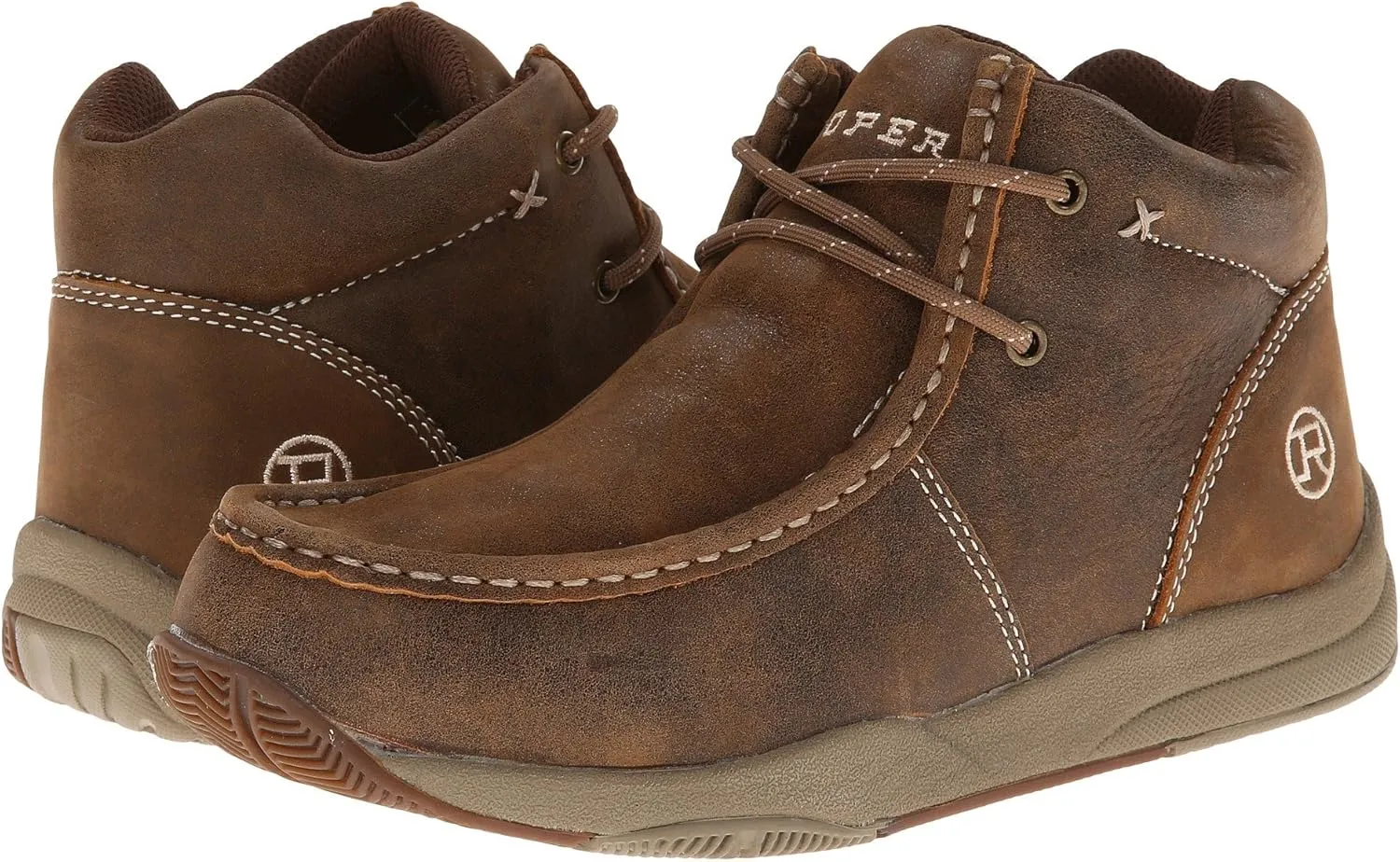ROPER Mens Clearcut Round Toe Chukka Casual Boots Ankle - Brown