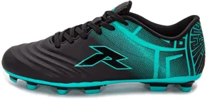RUNIC Soccer Cleats for Men and Boys – Firm Ground Cleats with Multi-Shaped Studs - Textured Forefoot- Soft Lining -Flexible Upper - Reinforced Stitching - Black/Gold - 6