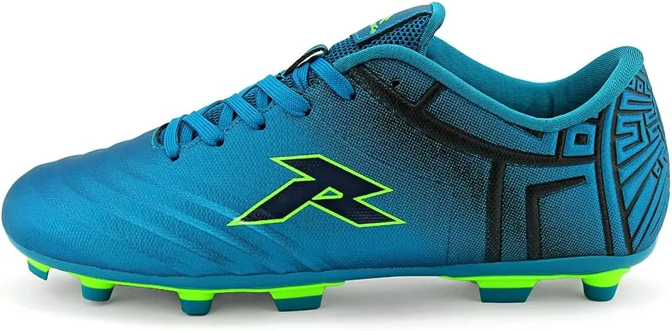 RUNIC Soccer Cleats for Men and Boys – Firm Ground Cleats with Multi-Shaped Studs - Textured Forefoot- Soft Lining -Flexible Upper - Reinforced Stitching - Black/Gold - 6