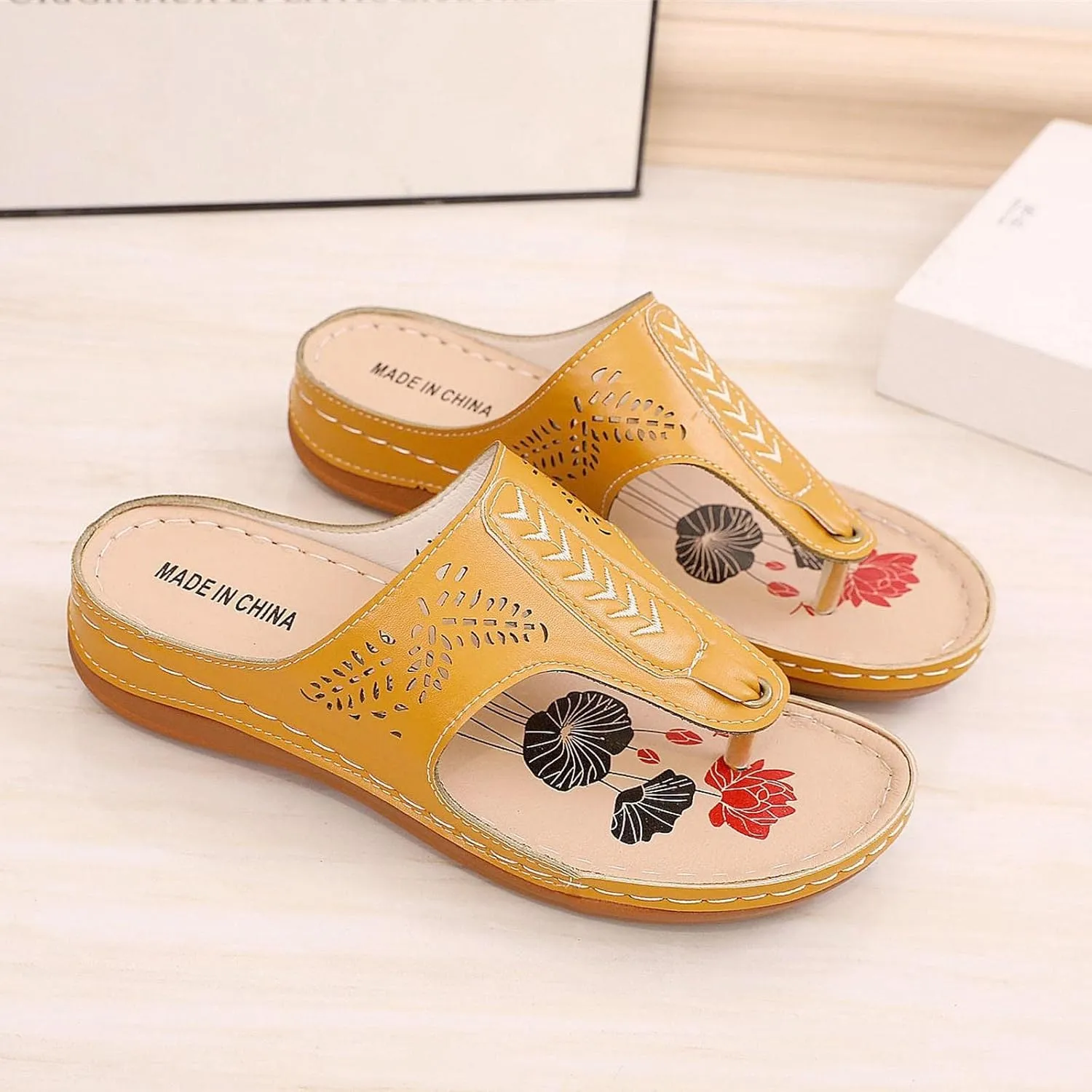 Sandals for Women Flatform Arch Support Lightweight Flip Flops Yoga Mat Thong Wedge Platform Shoes Shoes Breathable Non-Slip