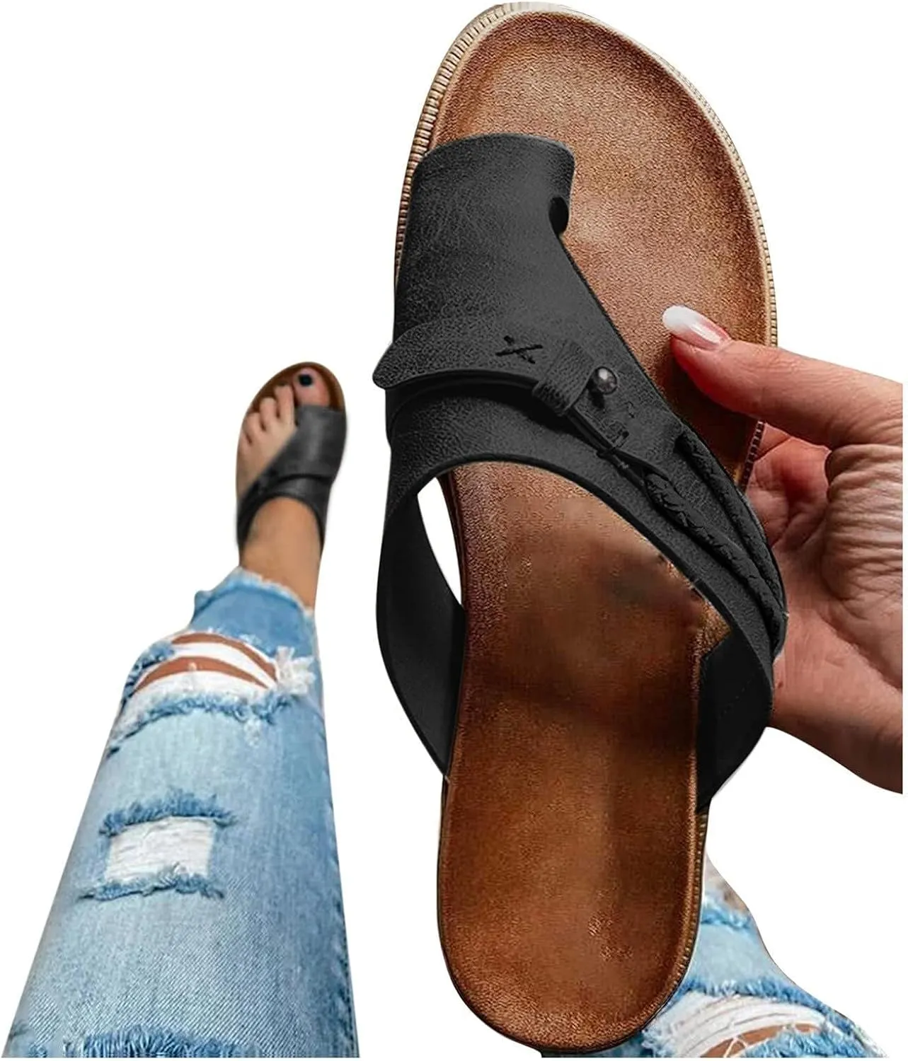 Sandals for Women Retro Bohemian Thong Sandals Roman Beach Gladiator Sandal Open Toe Summer Casual Flat Slipper