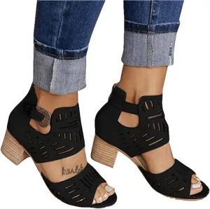 Sandals For Women,Womens Fashion Ankle Strap Heel Sandals Low Block Heel Casual Dressy Summer Open Toe Strappy Sandals