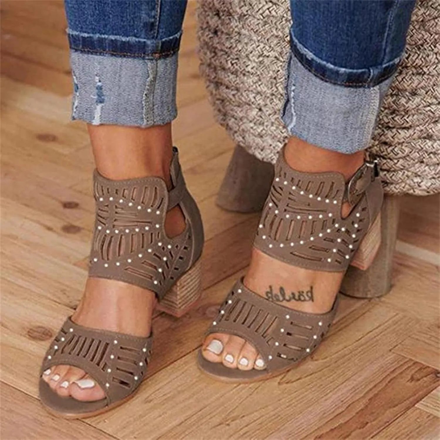 Sandals For Women,Womens Open Toe Ankle Strap Chunky Block High Heel Dress Party Sandals Dressy Summer Strappy Sandals
