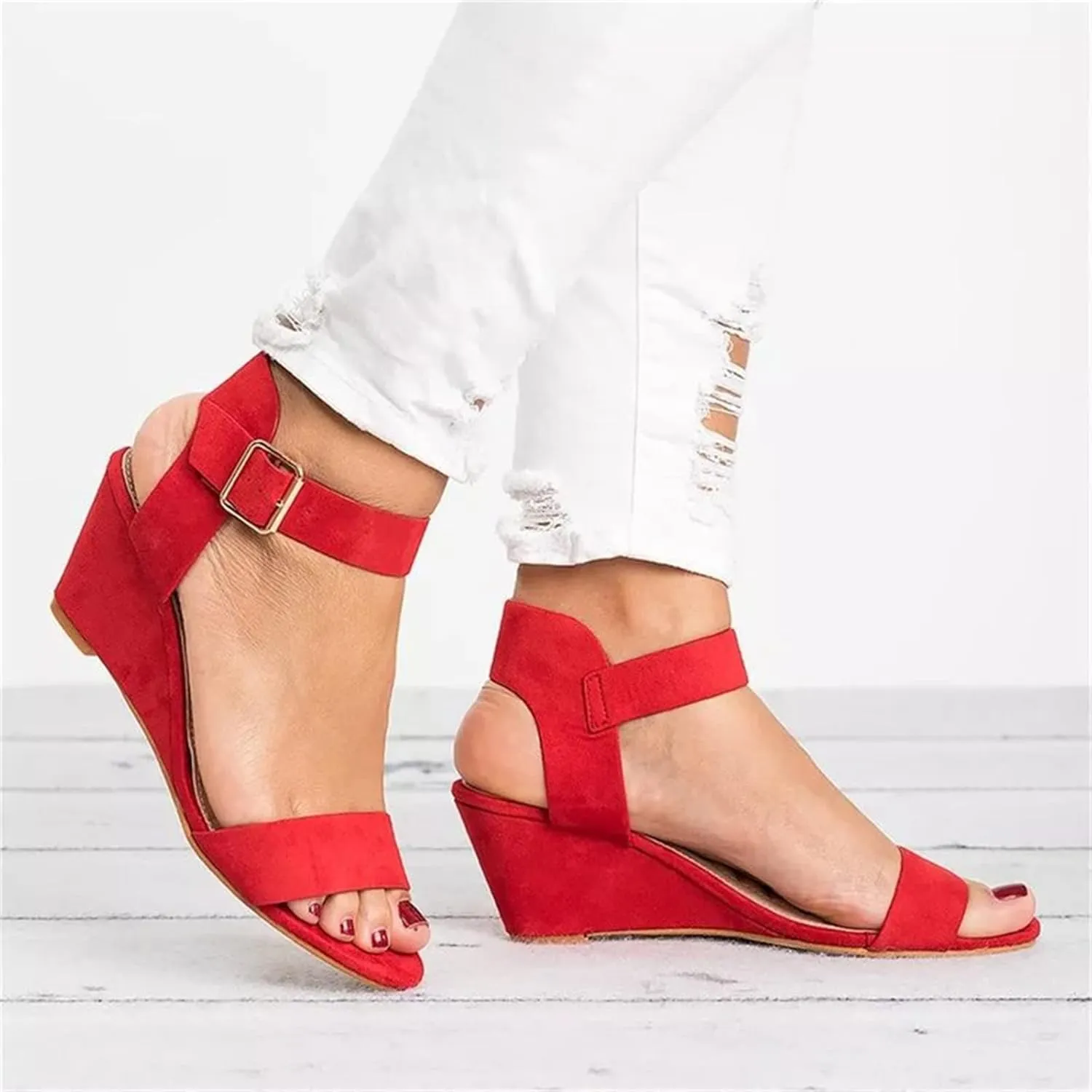 Sandals Women Comfortable Wedge Platform Sandals Ankle Strap Open Toe Boho Casual Dressy Summer Beach Dress Shoes