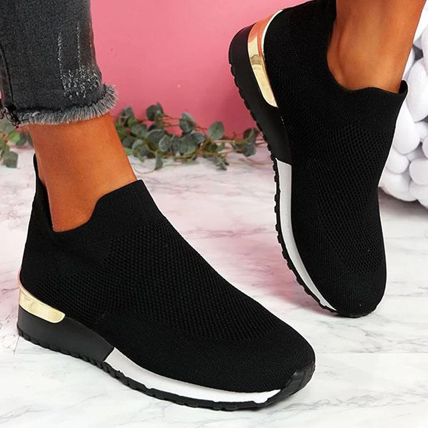 SBGMoSJ Chunky Sneakers for Women Trendy Zapato Antiderrapante para Mujer Casual Shoes for Women 2023 Trendy White Sneakers Slip Ons for Women Platform Zapatos para Embarazadas Comodos