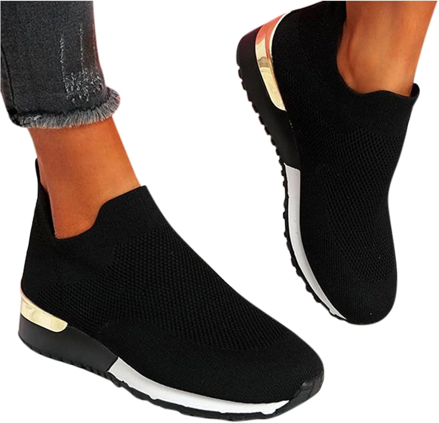 SBGMoSJ Chunky Sneakers for Women Trendy Zapato Antiderrapante para Mujer Casual Shoes for Women 2023 Trendy White Sneakers Slip Ons for Women Platform Zapatos para Embarazadas Comodos