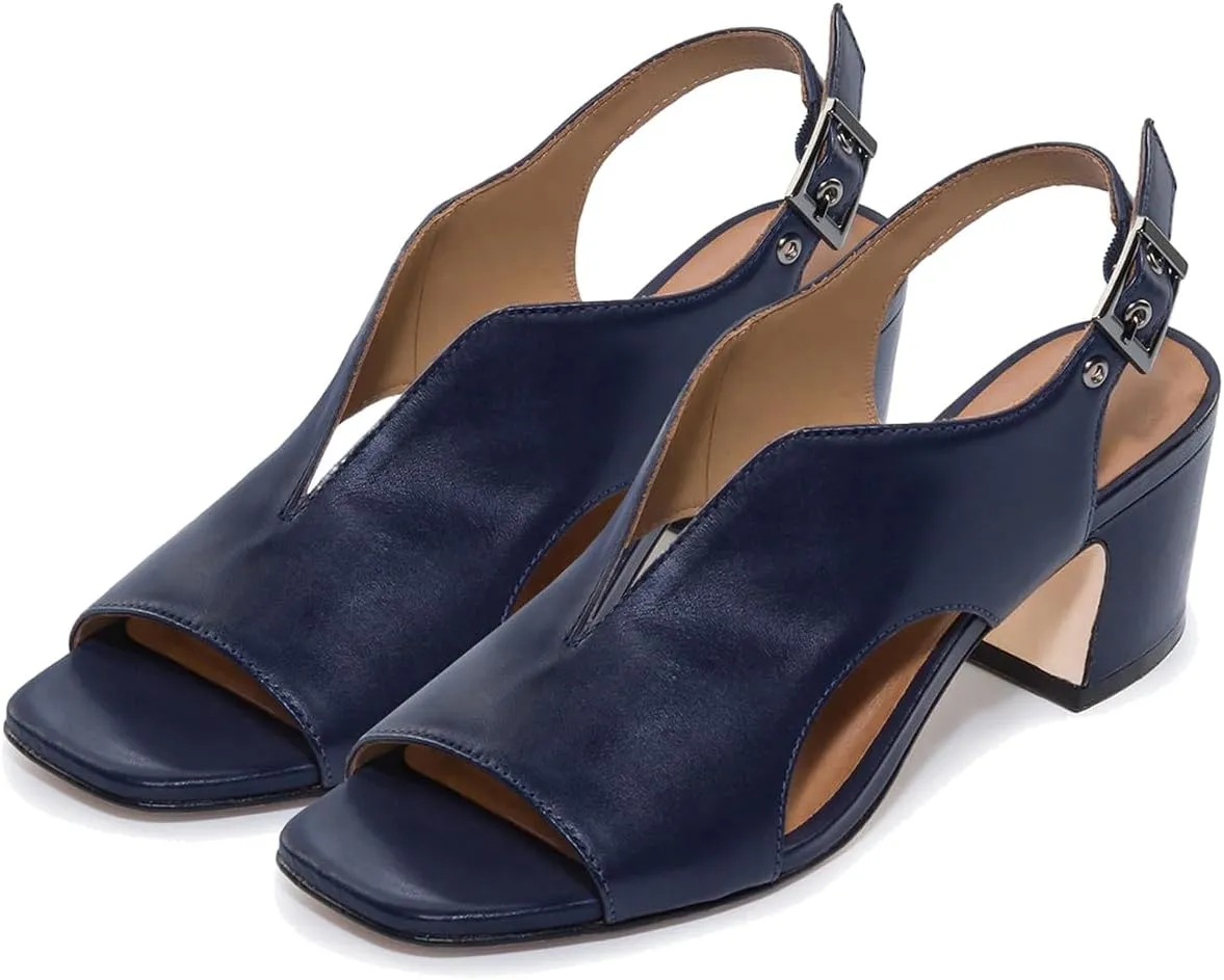 SHODENSE Women Heeled Sandals Peep Square Toe Suede Chunky Block Heel Sandal Booties Cut-out Ankle Strap Heeled Dress Sandal Shoes Open Toe Slingback Pumps Backless Buckle Summer Elegant 4-13 M US