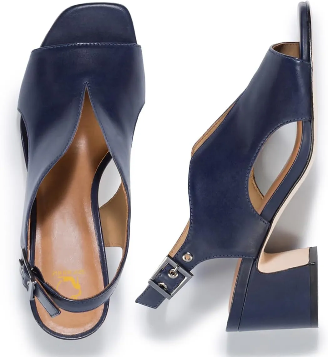 SHODENSE Women Heeled Sandals Peep Square Toe Suede Chunky Block Heel Sandal Booties Cut-out Ankle Strap Heeled Dress Sandal Shoes Open Toe Slingback Pumps Backless Buckle Summer Elegant 4-13 M US