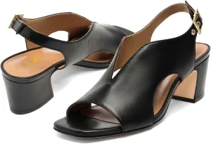 SHODENSE Women Heeled Sandals Peep Square Toe Suede Chunky Block Heel Sandal Booties Cut-out Ankle Strap Heeled Dress Sandal Shoes Open Toe Slingback Pumps Backless Buckle Summer Elegant 4-13 M US