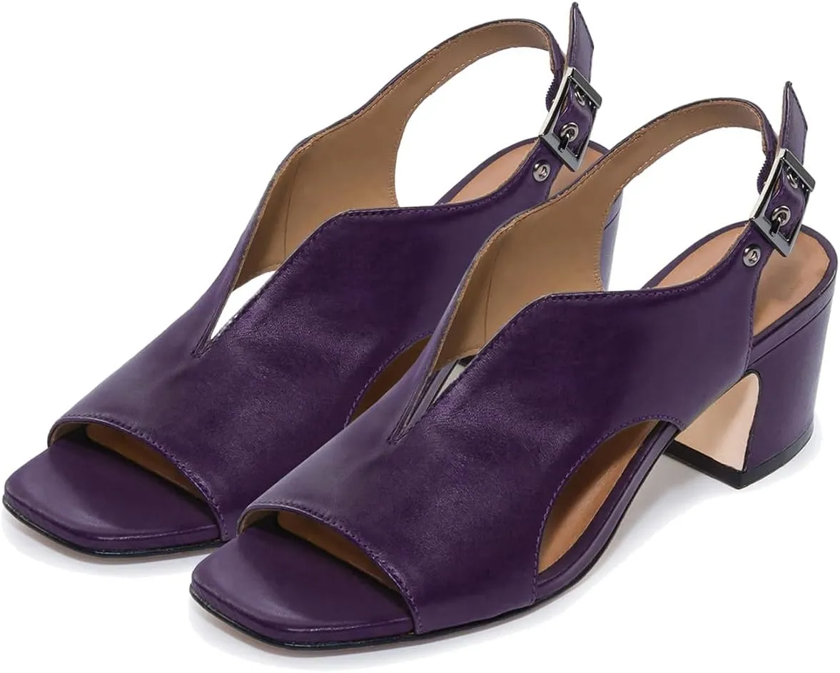 SHODENSE Women Heeled Sandals Peep Square Toe Suede Chunky Block Heel Sandal Booties Cut-out Ankle Strap Heeled Dress Sandal Shoes Open Toe Slingback Pumps Backless Buckle Summer Elegant 4-13 M US