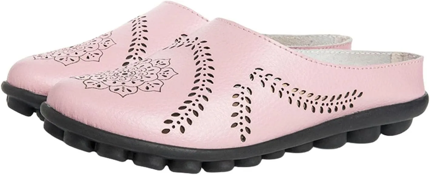 Shoes for Women Casual All-Match Hollow Slippers Slip On Sandals Orthopedic All-Match Breathable Flats Summer Slip-on Round Toe Non-Slip Lightweight Mule Sandals, Mules Slides Flat Loafers