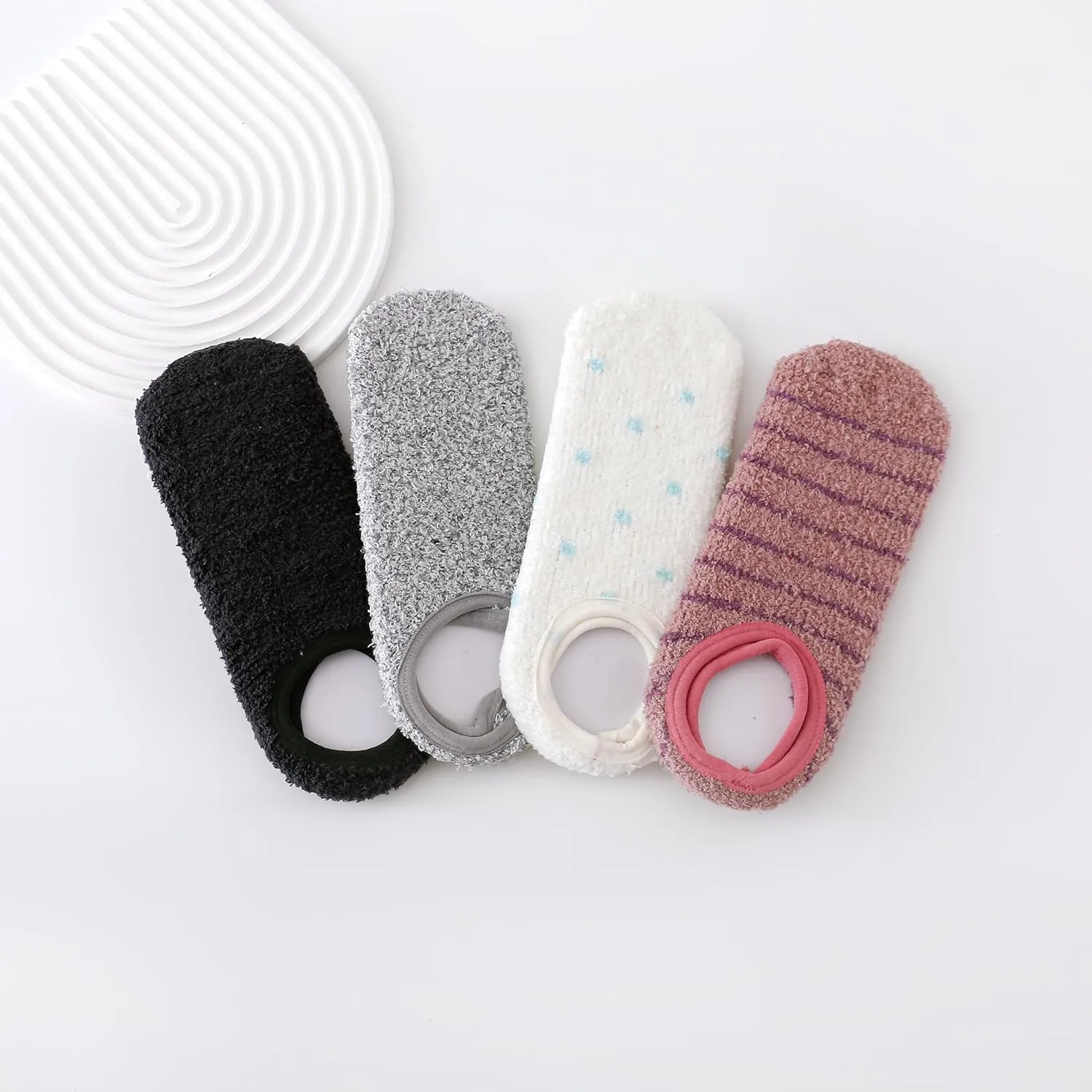 SKOLA 4/6 Pairs Cozy Winter Fuzzy Women Socks Grip Slippers Fluffy House Non Skid Microfiber Socks