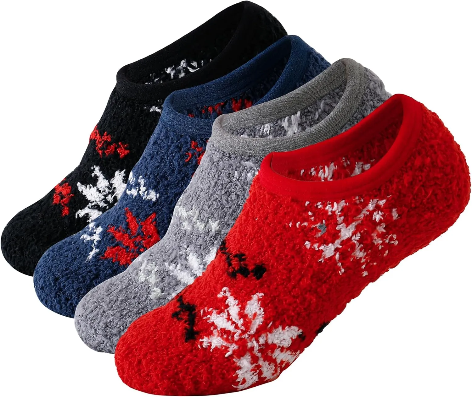 SKOLA 4/6 Pairs Cozy Winter Fuzzy Women Socks Grip Slippers Fluffy House Non Skid Microfiber Socks