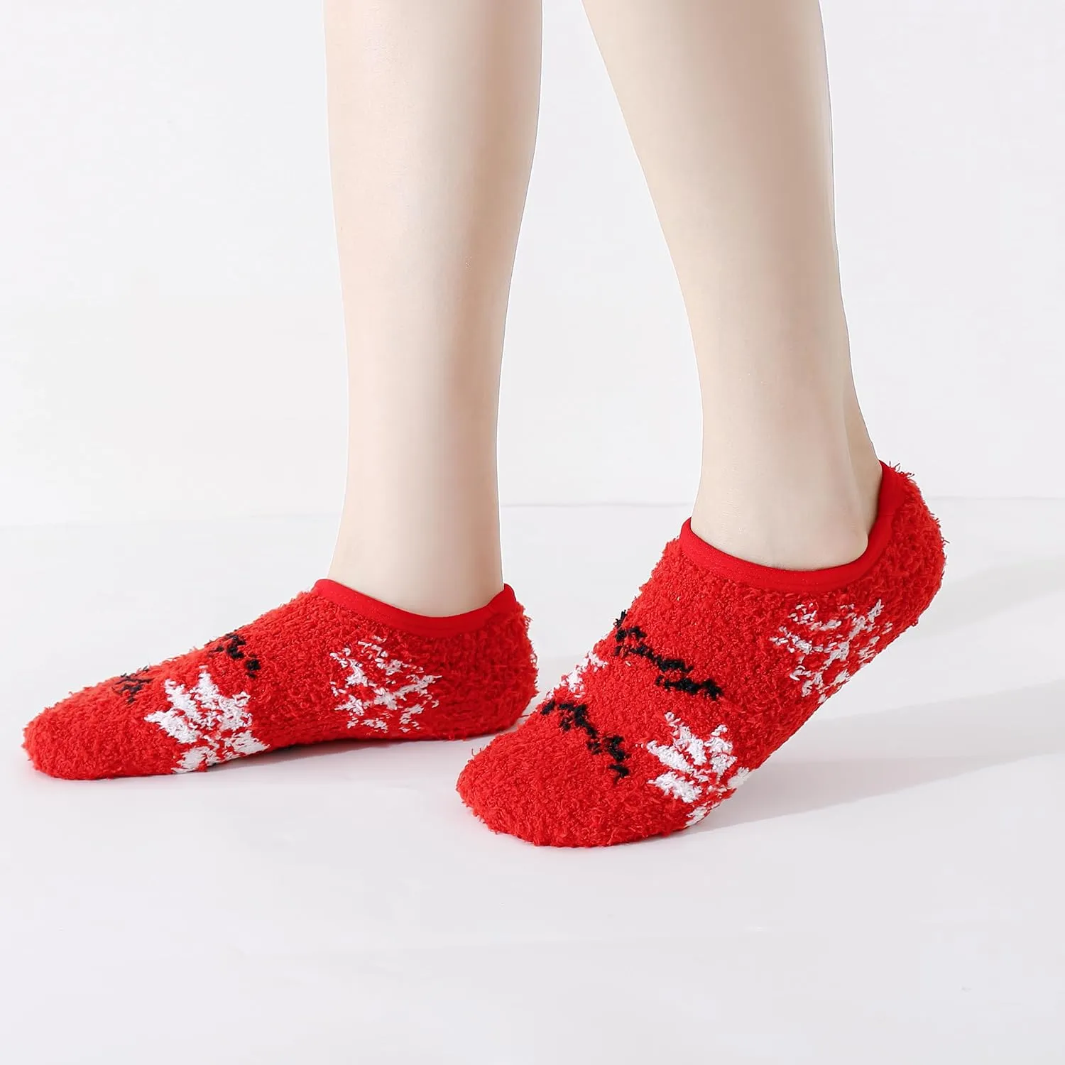 SKOLA 4/6 Pairs Cozy Winter Fuzzy Women Socks Grip Slippers Fluffy House Non Skid Microfiber Socks