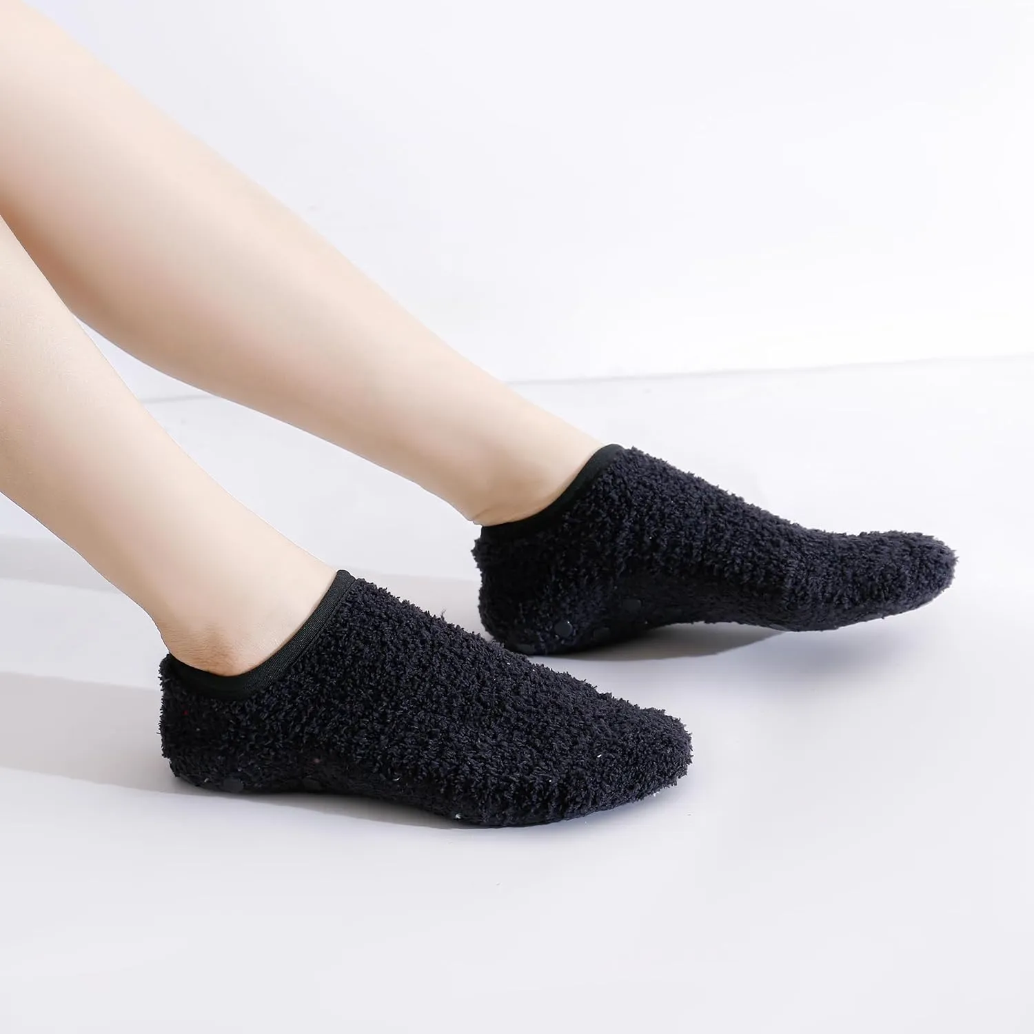 SKOLA 4/6 Pairs Cozy Winter Fuzzy Women Socks Grip Slippers Fluffy House Non Skid Microfiber Socks