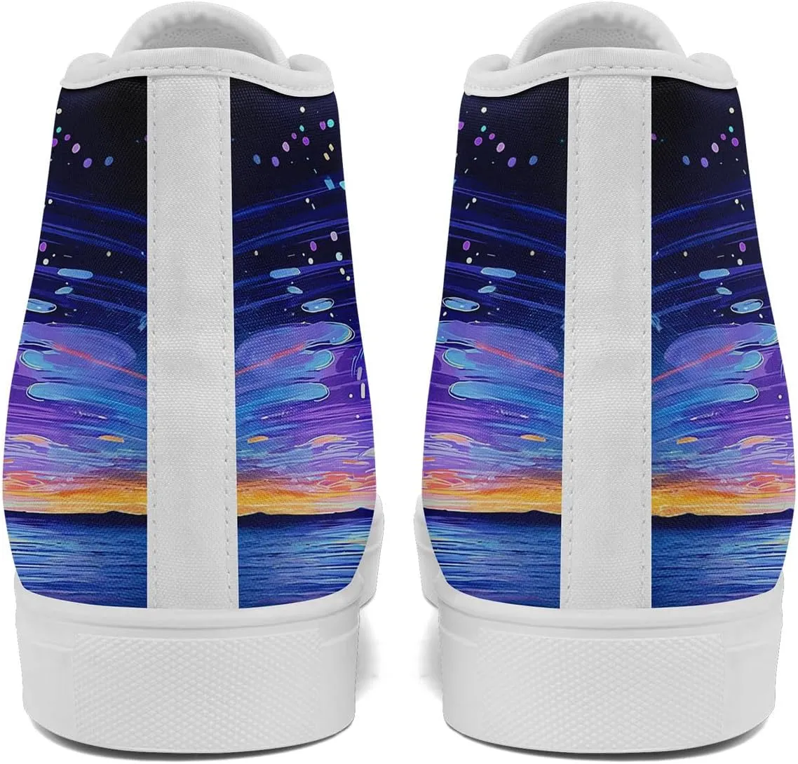 Sky High-top Canvas Shoes for Men Women Fashion Breathable Lace Up Comfortable Trendy Sneaker Plat Star Moon Shoes