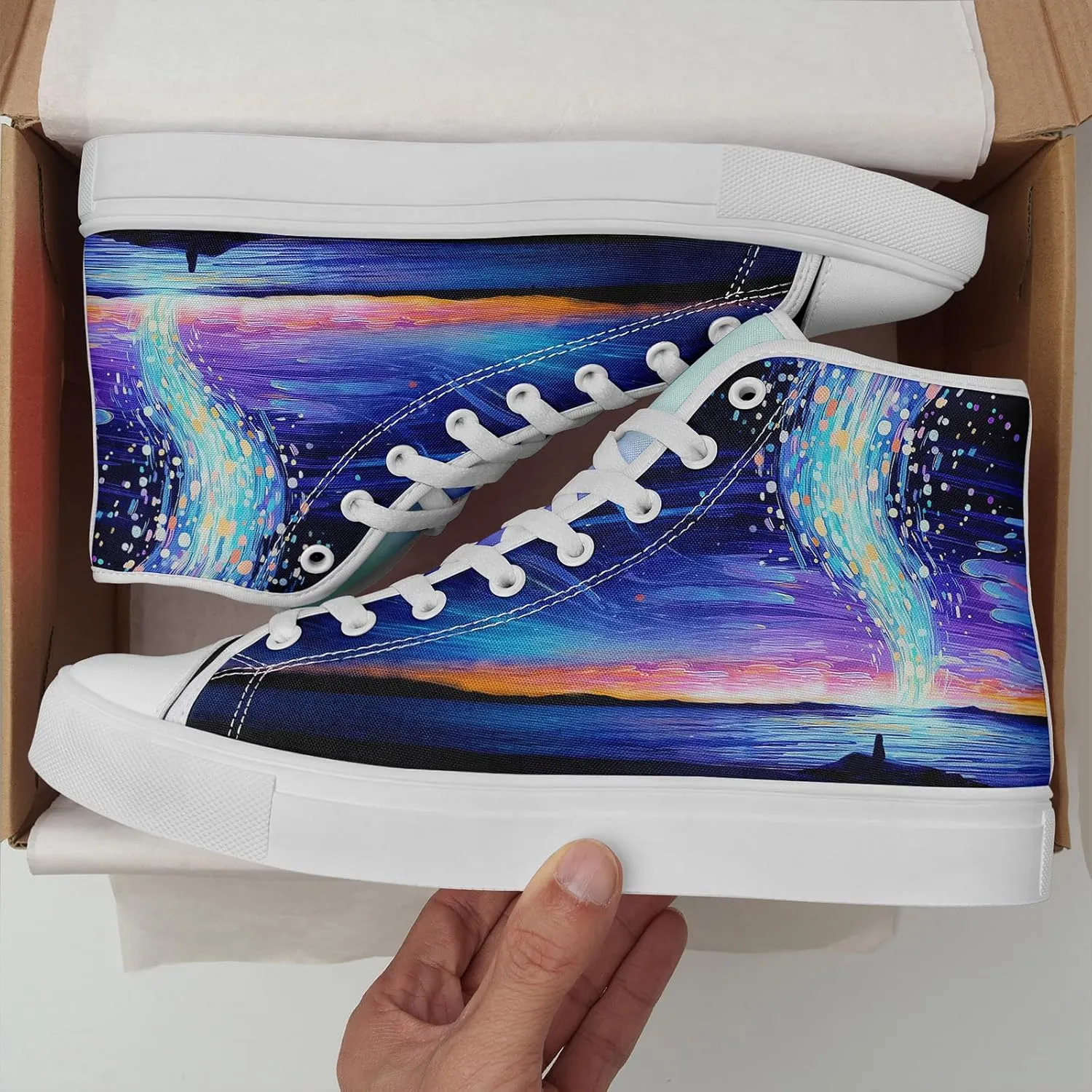 Sky High-top Canvas Shoes for Men Women Fashion Breathable Lace Up Comfortable Trendy Sneaker Plat Star Moon Shoes