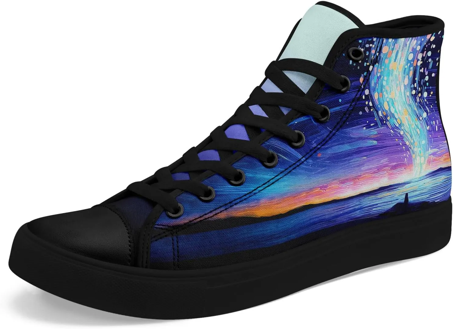 Sky High-top Canvas Shoes for Men Women Fashion Breathable Lace Up Comfortable Trendy Sneaker Plat Star Moon Shoes