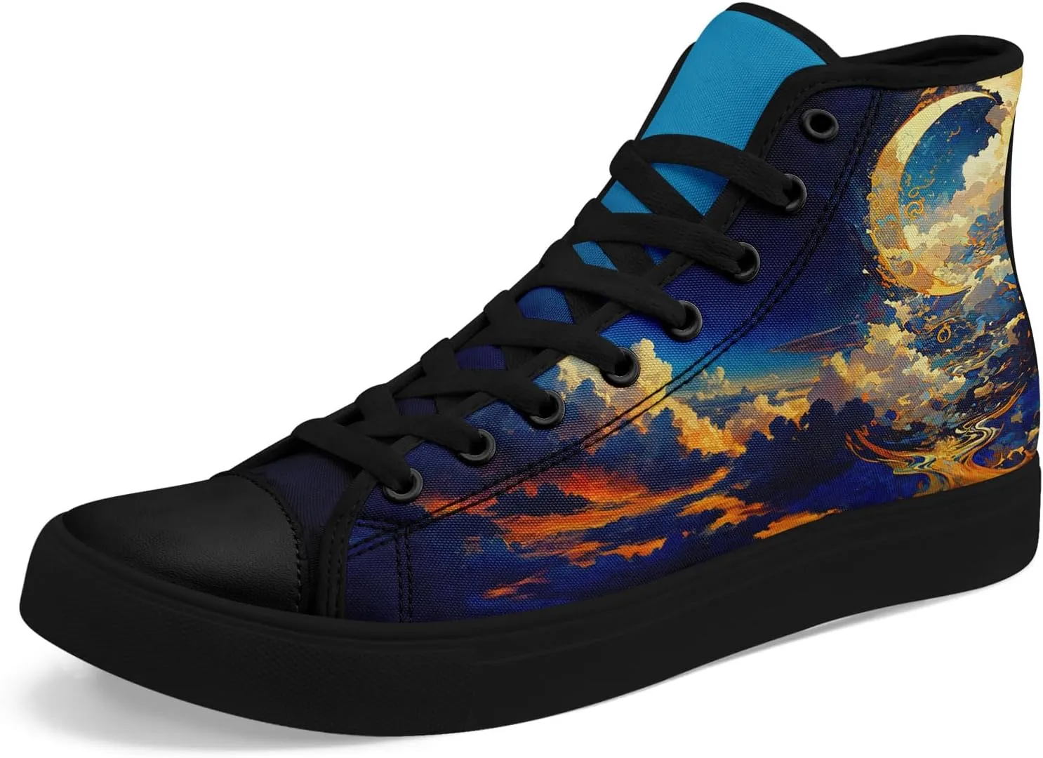 Sky High-top Canvas Shoes for Men Women Fashion Breathable Lace Up Comfortable Trendy Sneaker Plat Star Moon Shoes