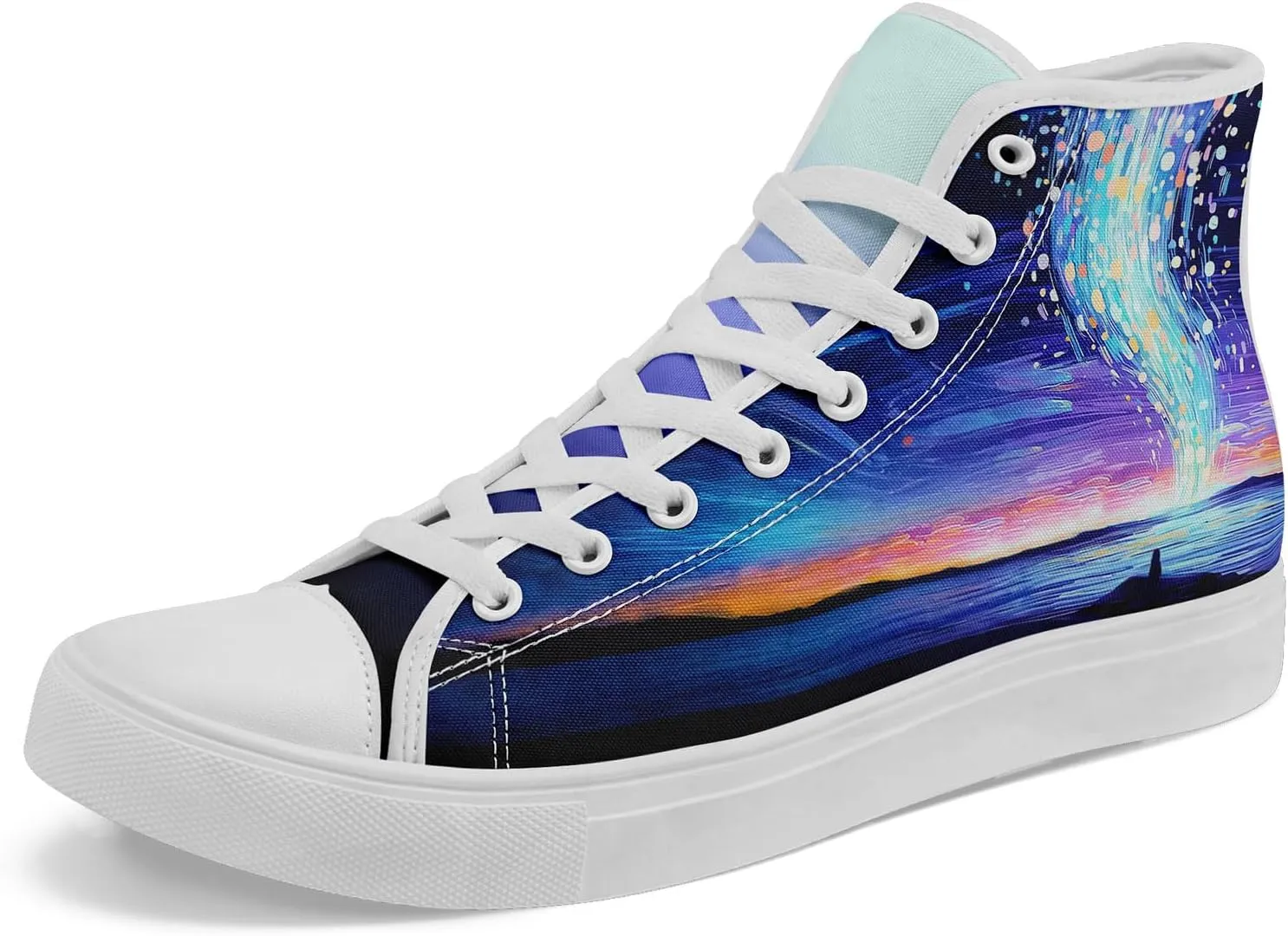 Sky High-top Canvas Shoes for Men Women Fashion Breathable Lace Up Comfortable Trendy Sneaker Plat Star Moon Shoes
