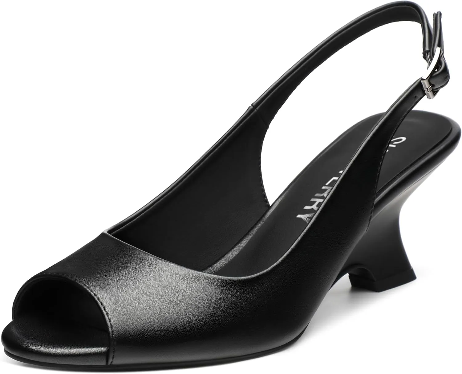 SKYSTERRY Women's Peep Toe Slingback Kitten Wedge Heel Sandals Low Heel Comfortable Sexy Dress Pumps Shoes for Wedding Party Evening 2.4 Inch