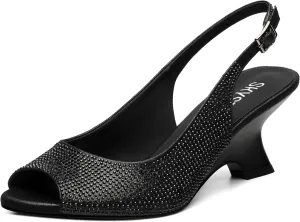 SKYSTERRY Women's Peep Toe Slingback Kitten Wedge Heel Sandals Low Heel Comfortable Sexy Dress Pumps Shoes for Wedding Party Evening 2.4 Inch