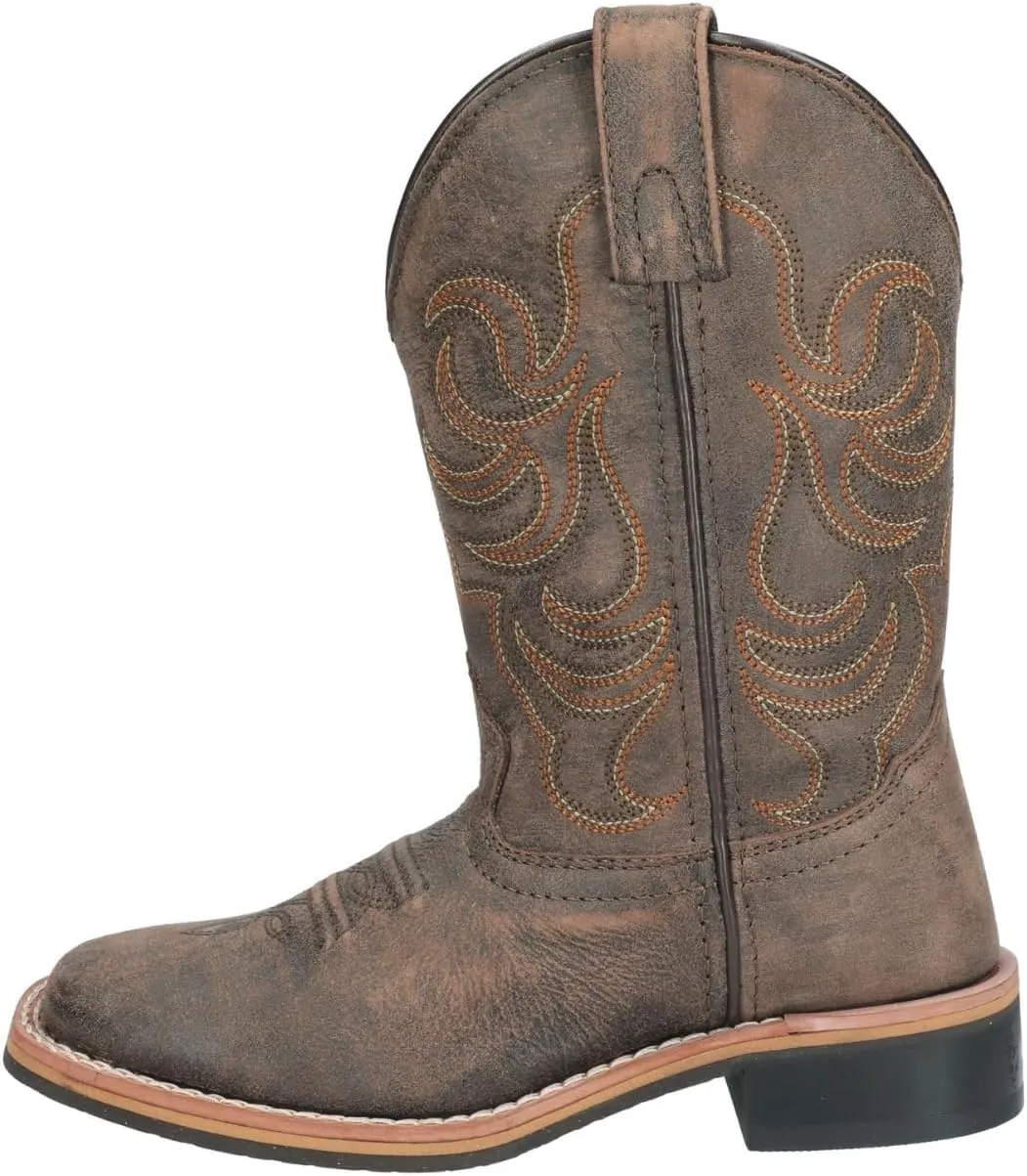 Smoky Children's Leroy Embroidered Vintage Western Cowboy Boots - Chocolate