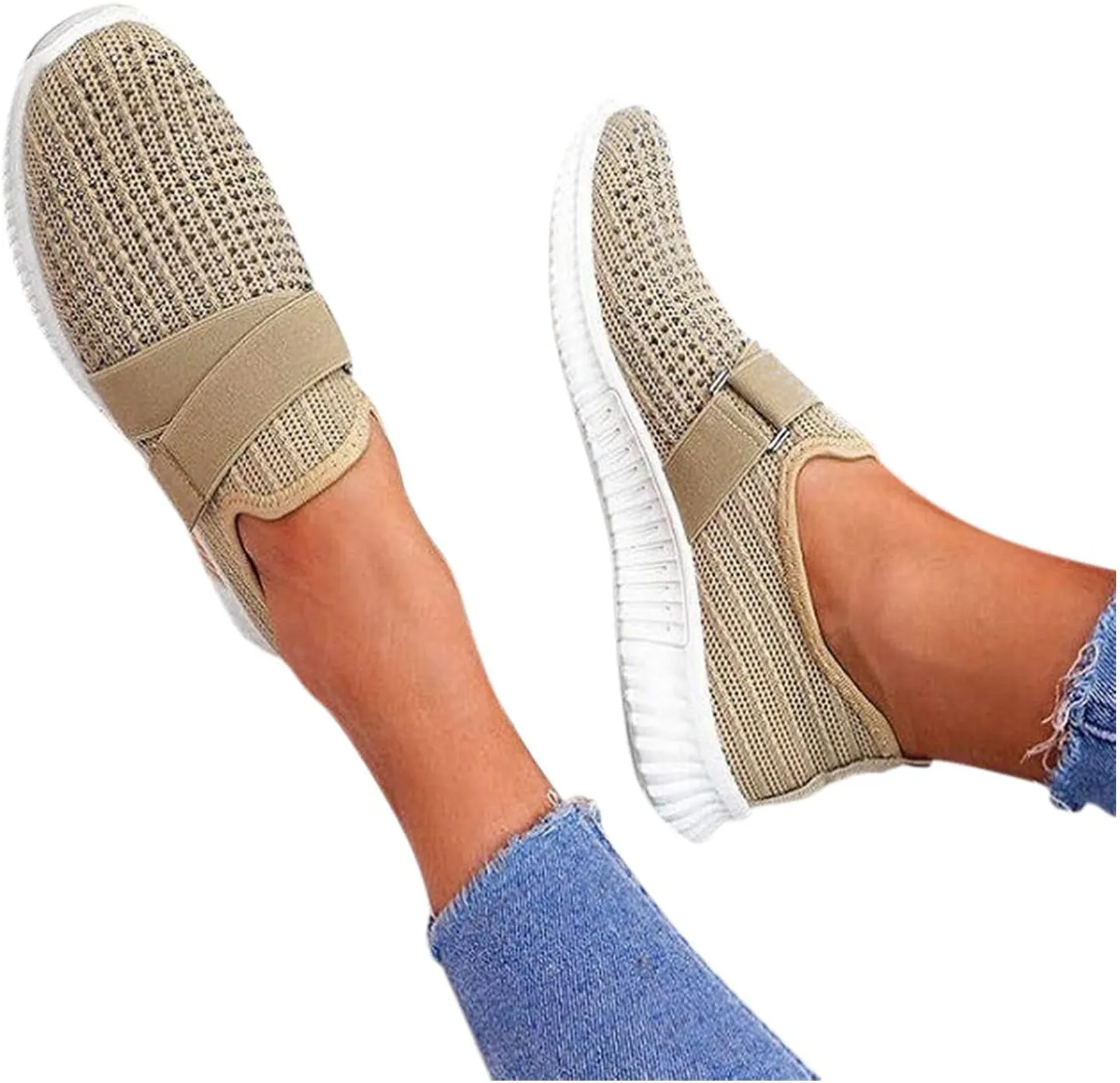 Sneakers for Women Mesh Slip On Running No Lace Walking Shoes Slip On Lightweight Gym Workout Breathable Fashion Sneakers