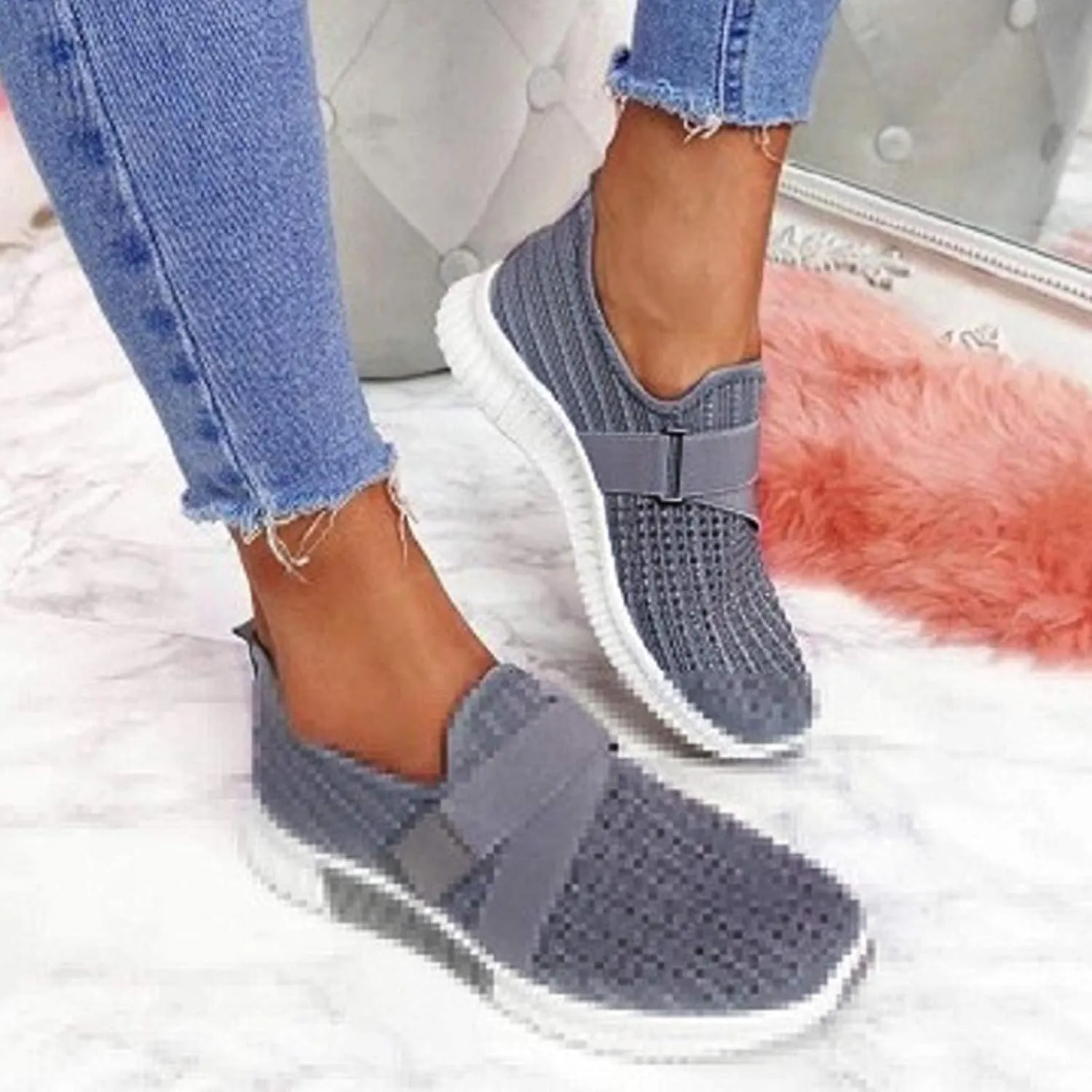 Sneakers for Women Mesh Slip On Running No Lace Walking Shoes Slip On Lightweight Gym Workout Breathable Fashion Sneakers
