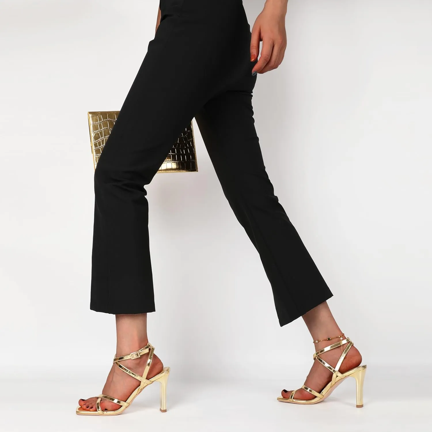 Strappy Heels for Women Square Open Toe Chunky High Heels Ankle Strap Sandals 3.5 Inch Comfort Dress Party Wedding Shoes