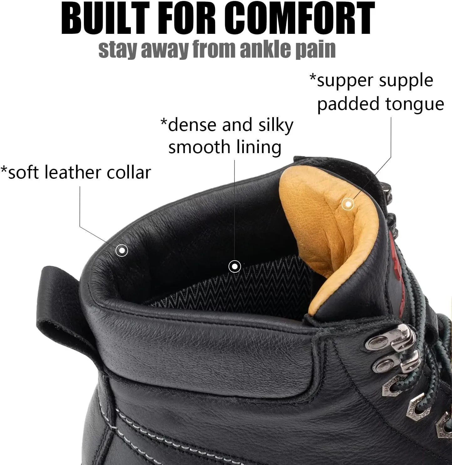 SUREWAY 6 Mens Heavy Duty Steel/Composite/Soft Toe Work Boots for Men,Comfortable & Durable,Goodyear Welt,Full Grain Leather,Oil/Slip Resistant,Wedge Moc Toe Industrial Construction Boots/Shoes