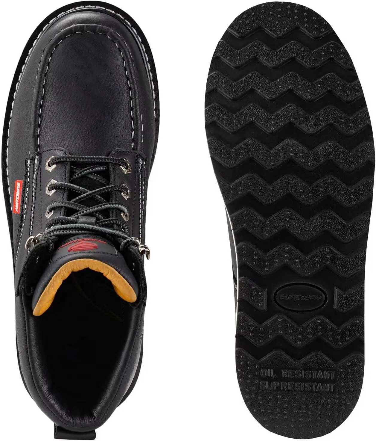 SUREWAY 6 Mens Heavy Duty Steel/Composite/Soft Toe Work Boots for Men,Comfortable & Durable,Goodyear Welt,Full Grain Leather,Oil/Slip Resistant,Wedge Moc Toe Industrial Construction Boots/Shoes