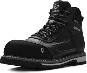 SUREWAY Men's 6" Soft/Composite Toe Heavy Duty Waterproof Work Boot Goodyear Welt Oil/Slip Resistant Dual-Density Comfortable Outsole Crazy Horse Leather EH Construction Industrial Safety Work Boots