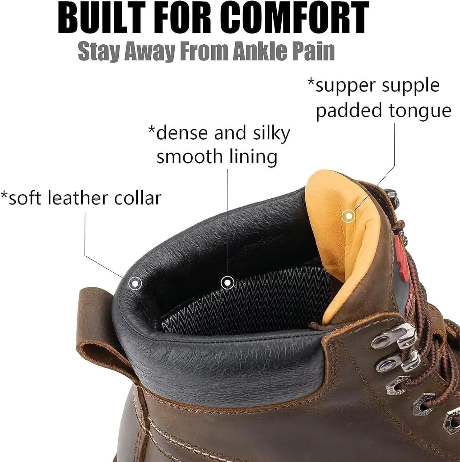 SUREWAY Mens Heavy Duty Soft/Composite/Steel Toe Work Boots for Men-Comfortable,Goodyear Welt,Full Grain Leather,6 in Wedge Moc Toe Construction Boots/Shoes