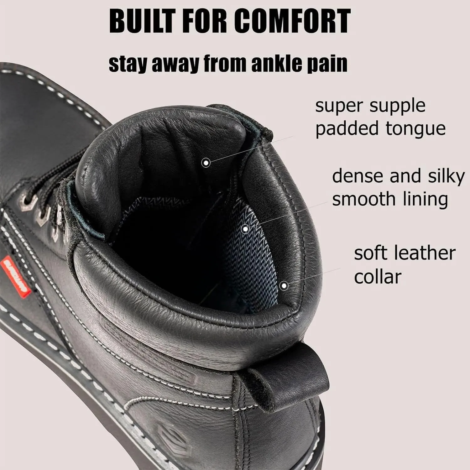 SUREWAY Mens Heavy Duty Soft/Composite/Steel Toe Work Boots for Men-Comfortable,Goodyear Welt,Full Grain Leather,6 in Wedge Moc Toe Construction Boots/Shoes