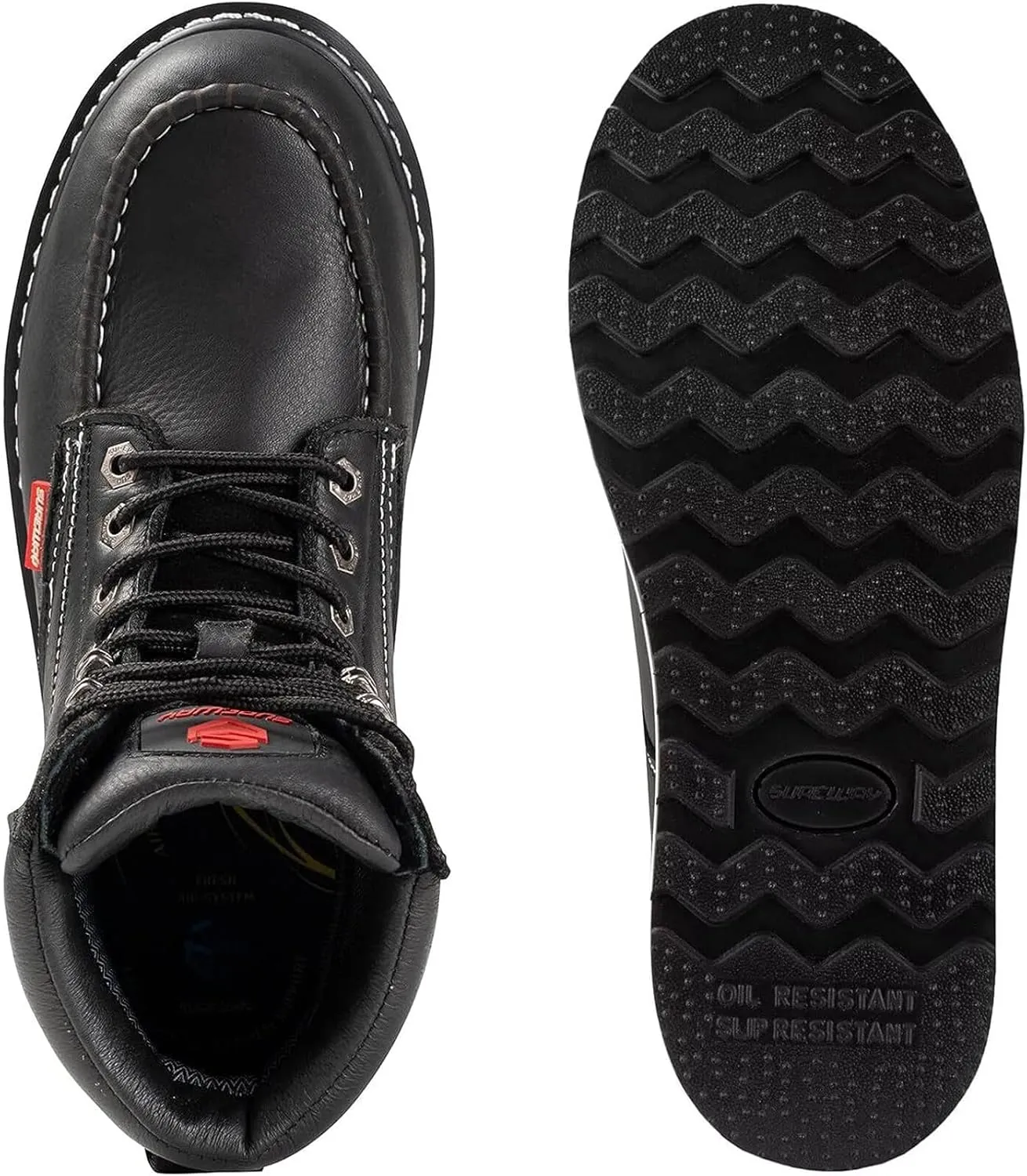 SUREWAY Mens Heavy Duty Soft/Composite/Steel Toe Work Boots for Men-Comfortable,Goodyear Welt,Full Grain Leather,6 in Wedge Moc Toe Construction Boots/Shoes
