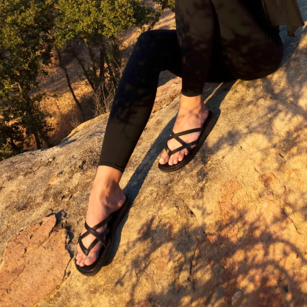 Tamar - Leather Strappy Flip Flops - Womens Sandals