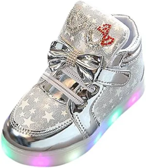 Toddler Kids Fashion Sneakers 1-6T Little Boy Girl Star LED Luminous Shoes Colorful Light Casual Breathable Shoe