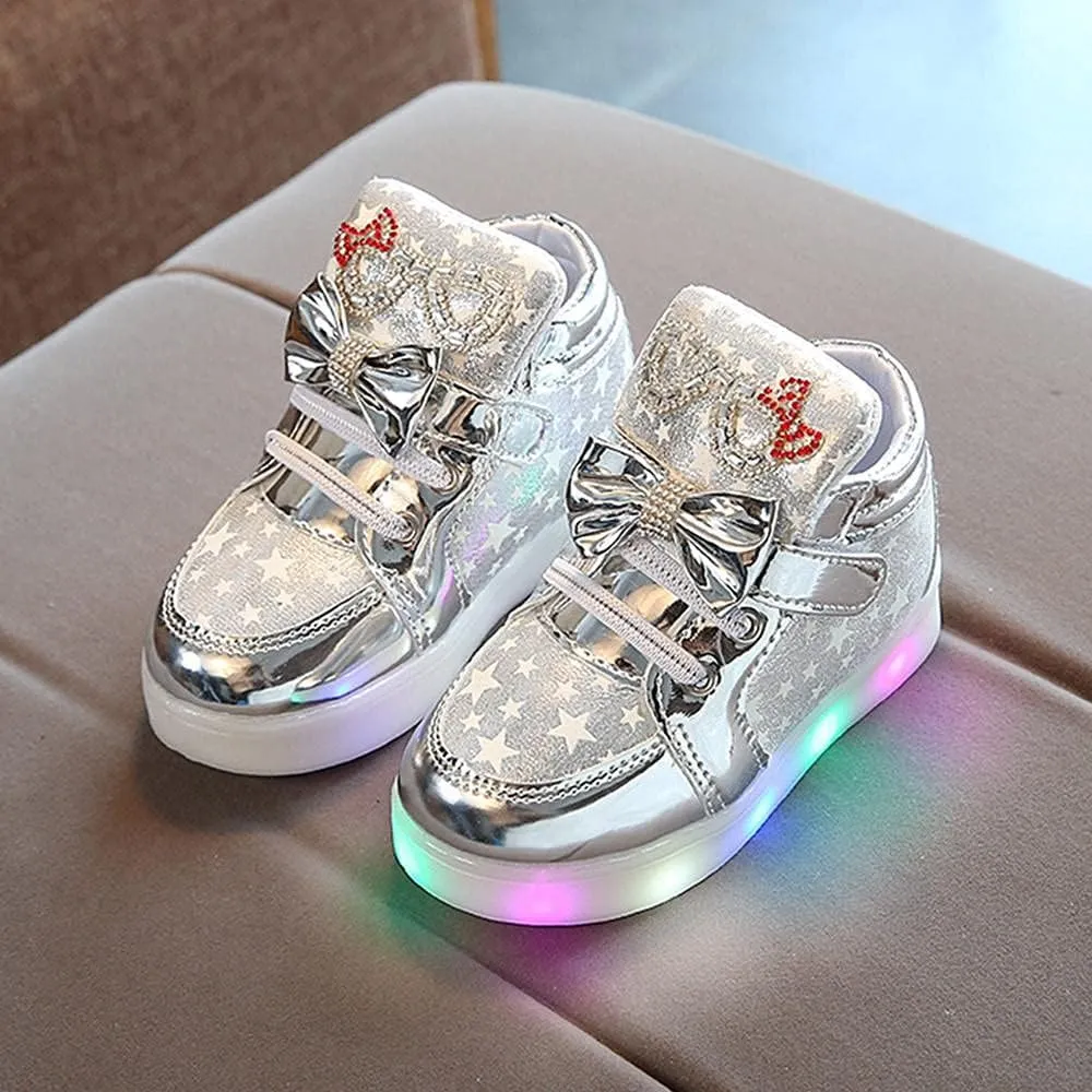 Toddler Kids Fashion Sneakers 1-6T Little Boy Girl Star LED Luminous Shoes Colorful Light Casual Breathable Shoe