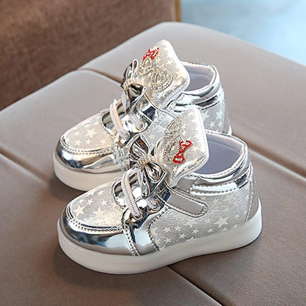 Toddler Kids Fashion Sneakers 1-6T Little Boy Girl Star LED Luminous Shoes Colorful Light Casual Breathable Shoe