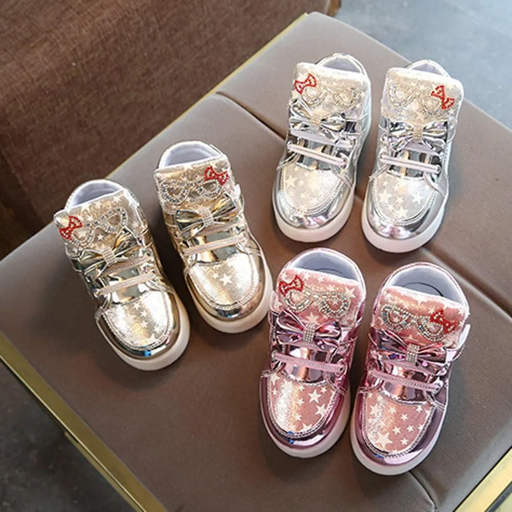 Toddler Kids Fashion Sneakers 1-6T Little Boy Girl Star LED Luminous Shoes Colorful Light Casual Breathable Shoe